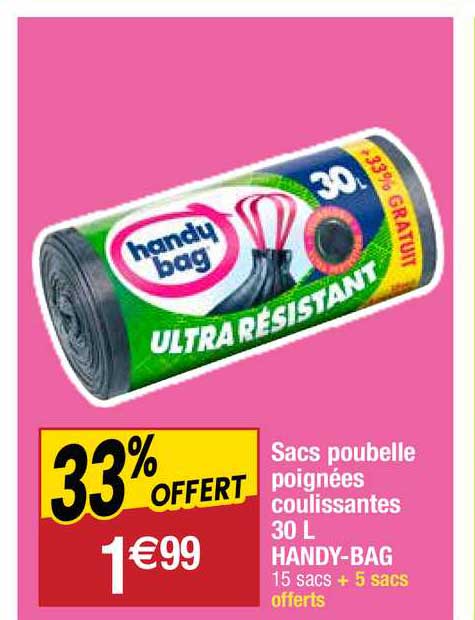 sacs poubelle poignées coulissantes 30 l handy-bag