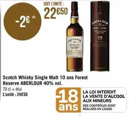 scotch whisky single malt 10 ans forest réserve aberlour 40% vol.