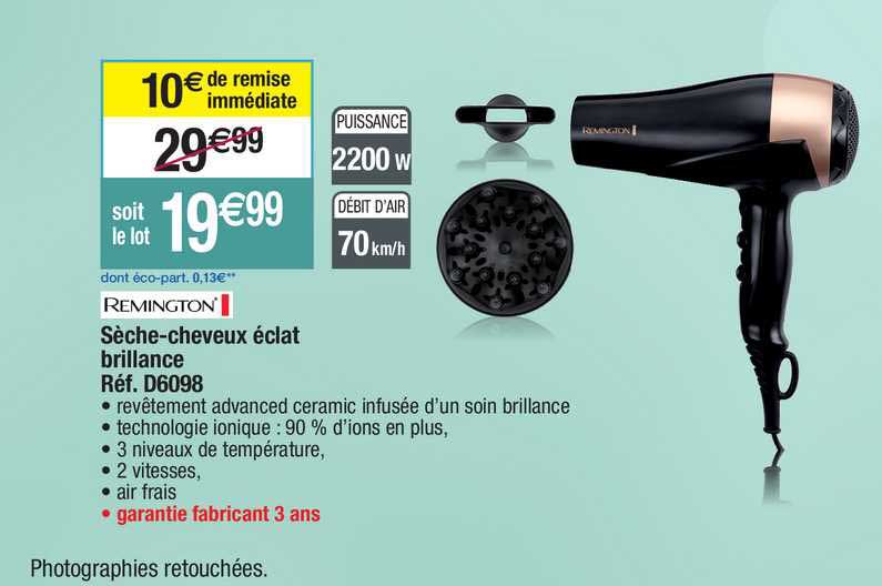 sèche-cheveux éclat brillance remington réf. d6098