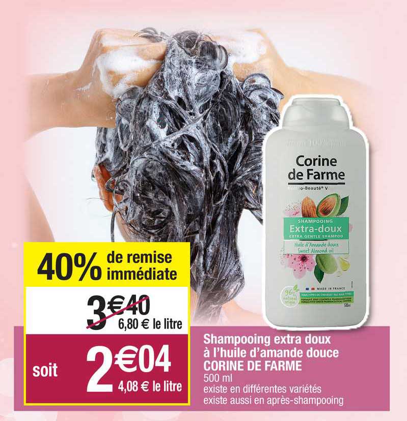 shampooing extra doux à l'huile d'amande douce corine de farme