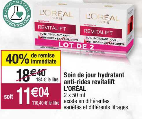 soin de jour hydratant anti-rides revitalift l'oréal