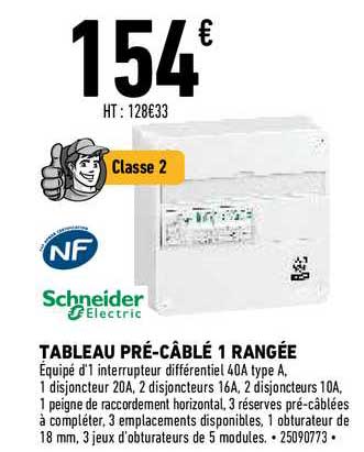 tableau pré-câblé 1 rangée schneider electric