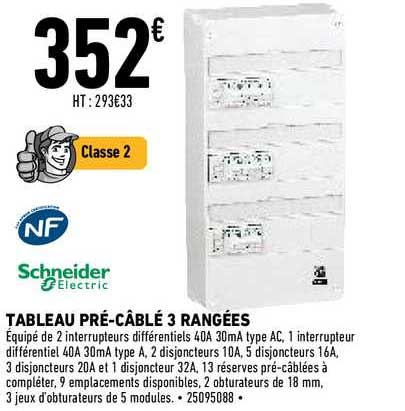 tableau pré-câblé 3 rangées schneider electric