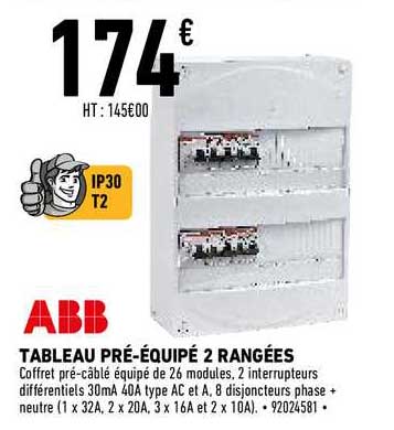 tableau pré-équipé 2 rangées abb