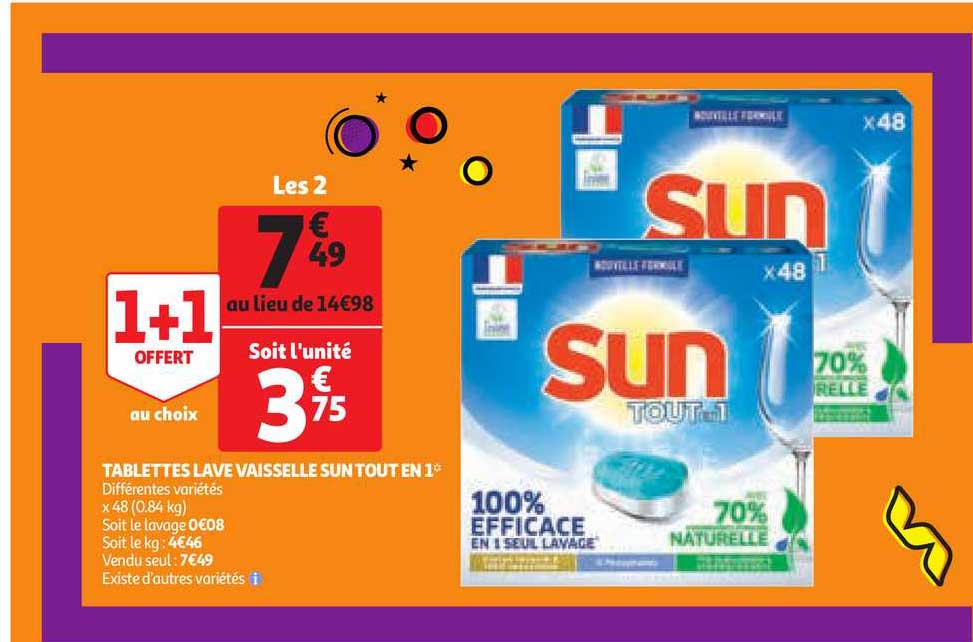 tablettes lave vaisselle sun tout en 1