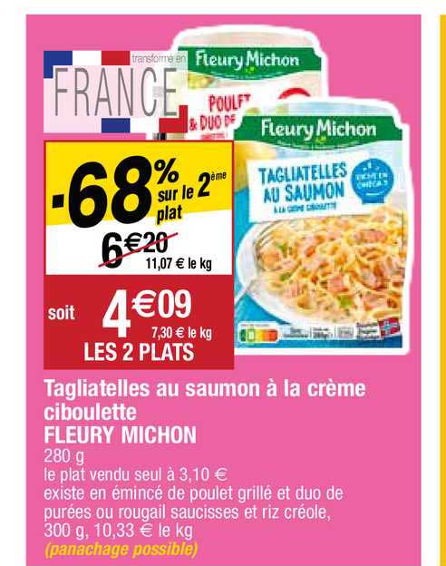 tagliatelles au saumon à la crème ciboulette fleury michon