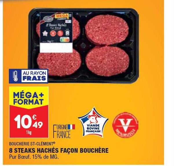 8 steaks hachés façon bouchère boucherie st-clément