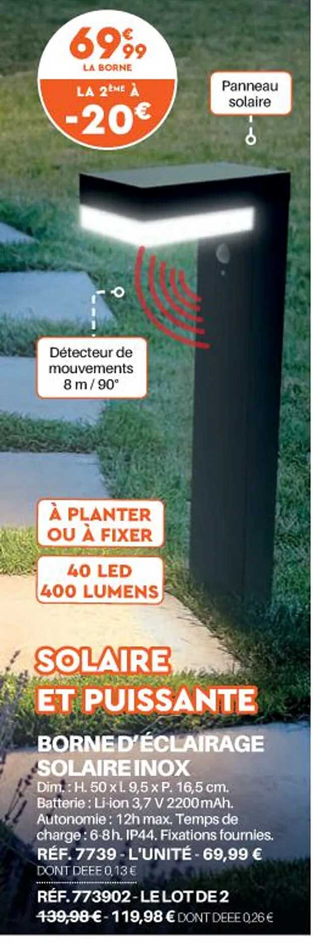 borne d'éclairage solaire inox