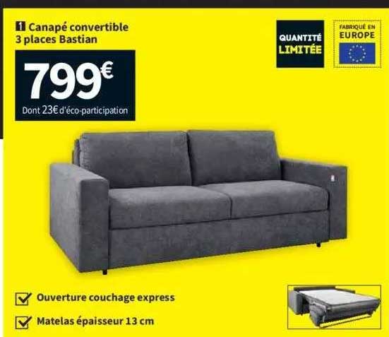 canapé convertible 3 places bastian