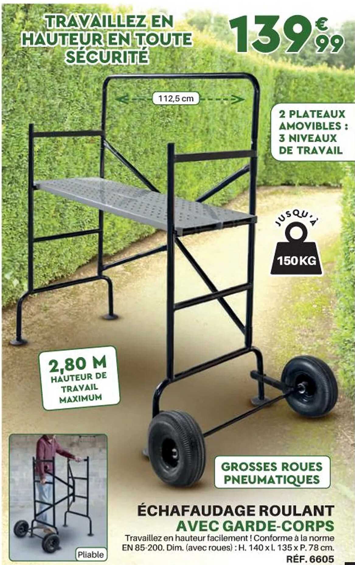 échafaudage roulant avec garde-corps