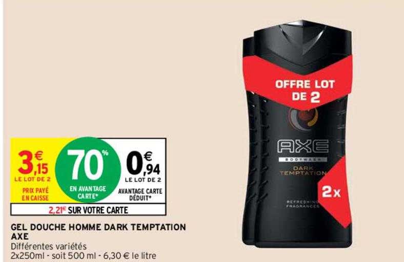 gel douche homme dark temptation axe