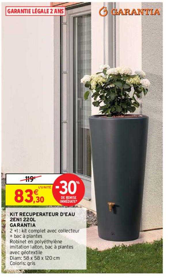kit récupérateur d'eau 2 en 1 220l garantia