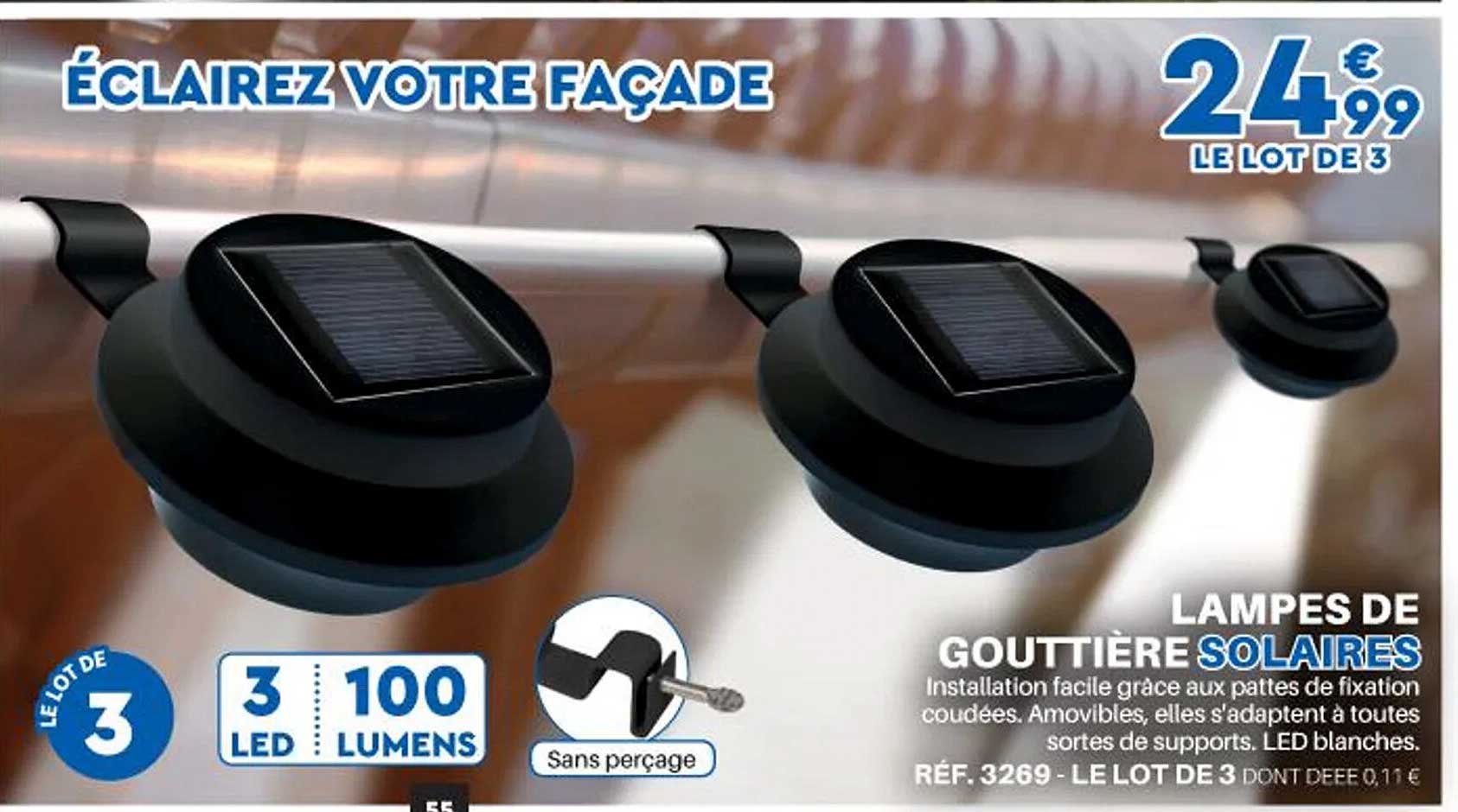 lampes de gouttière solaires