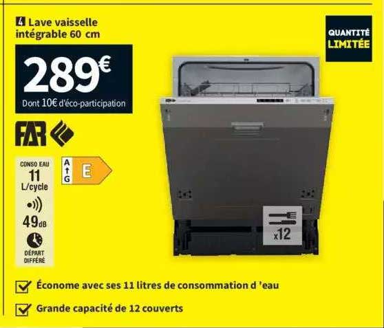 lave vaisselle intégrable 60 cm far