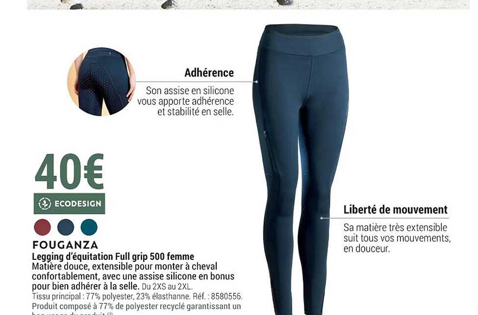 legging d'équitation full grip 500 femme fouganza