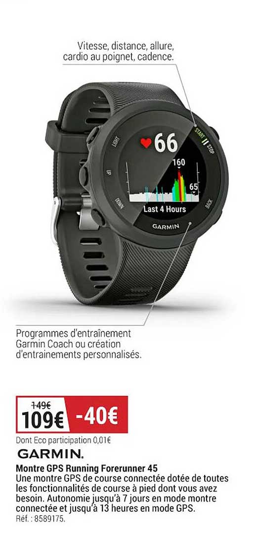 montre gps running forerunner 45 garmin