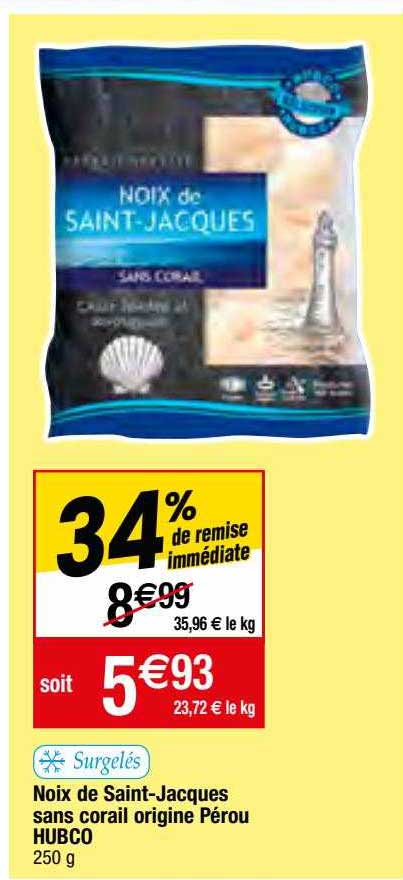 noix de saint-jacques sans corail origine pérou hubco