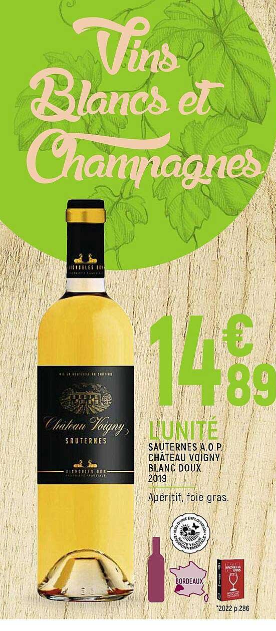 sauternes a.o.p. château voigny blanc doux 2019