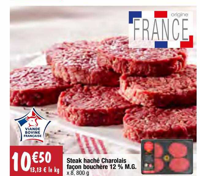 steak haché charolais façon bouchère 12% m.g.