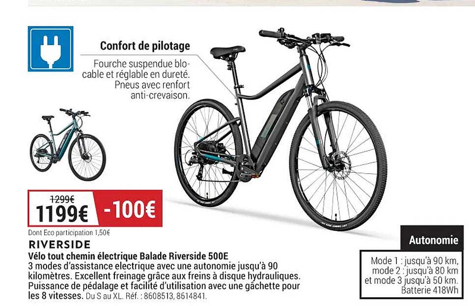 vélo tout chemin électrique balade riverside 500e