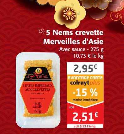 5 nems crevette merveilles d'asie