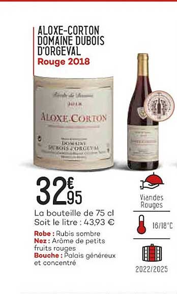 aloxe-corton domaine dubois d'orgeval rouge 2018