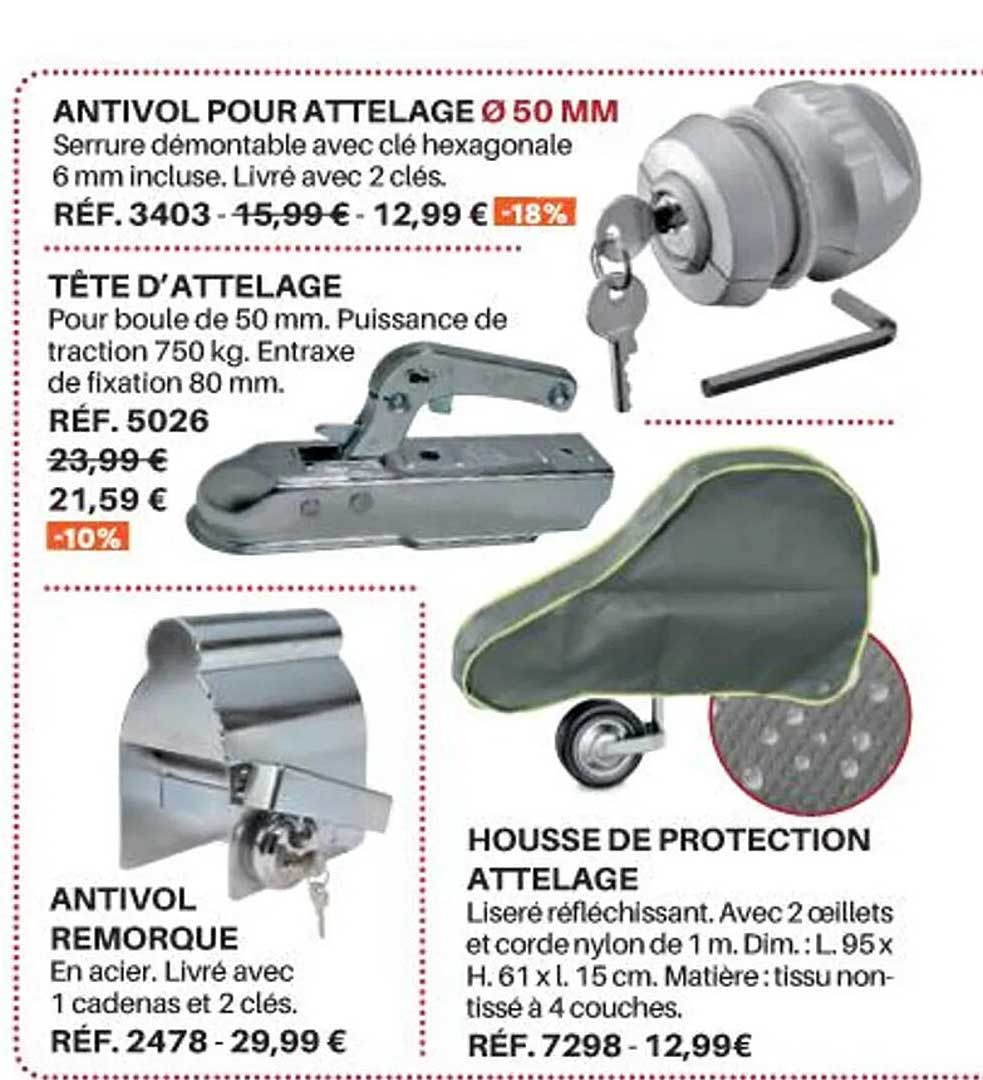 antivol pour attelage, tête d'attelage, antivol remorque, housse de protection attelage