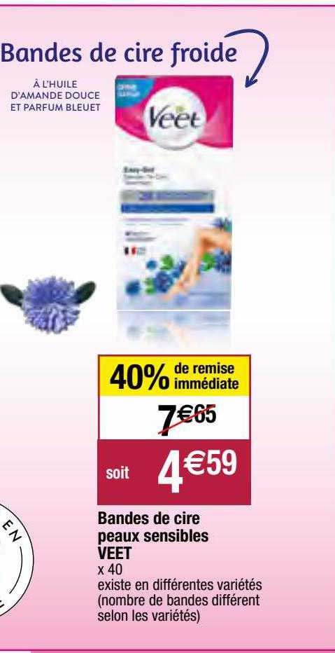 bandes de cire peaux sensibles veet