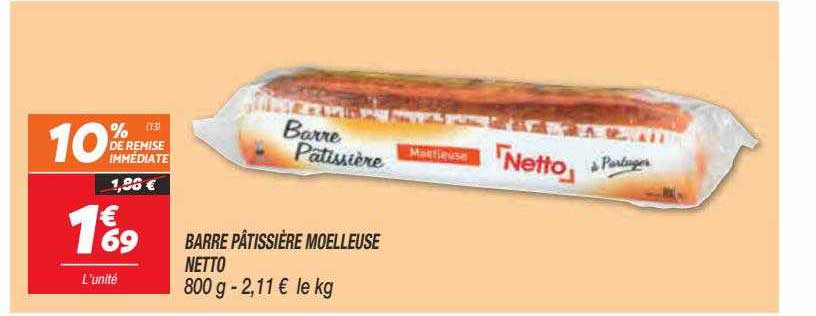 barre pâtissière moelleuse netto