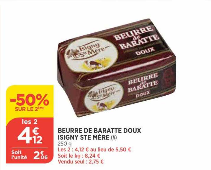 beurre de baratte doux isigny ste mère