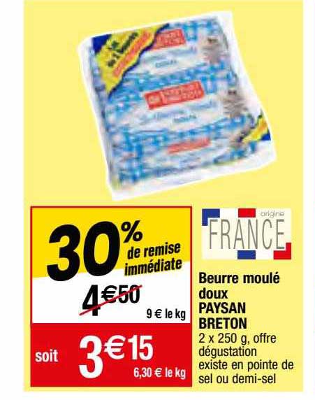 beurre moulé doux paysan breton