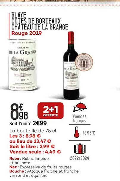 blaye côtes de bordeaux château de la grange rouge 2019