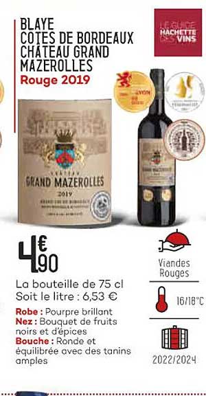 blaye côtes de bordeaux château grand mazerolles rouge 2019