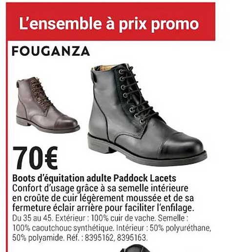 Boots D'équitation Adulte Paddock Lacets Fouganza