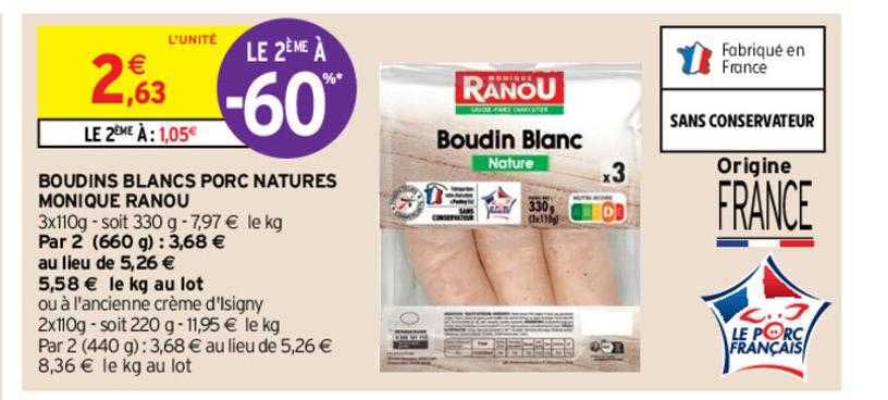 boudins blancs porc natures monique ranou