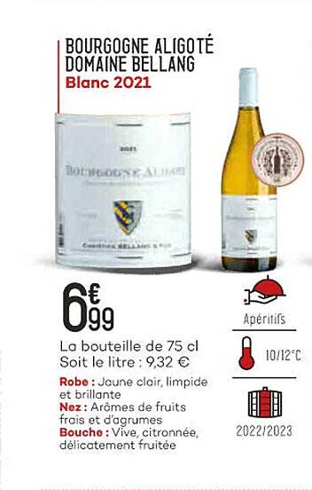 bourgogne aligoté domaine bellang blanc 2021
