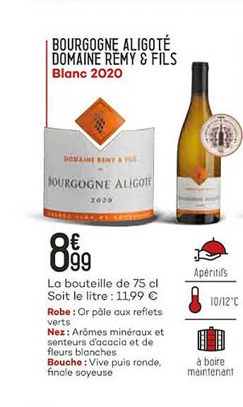 bourgogne aligoté domaine remy & fils blanc 2020