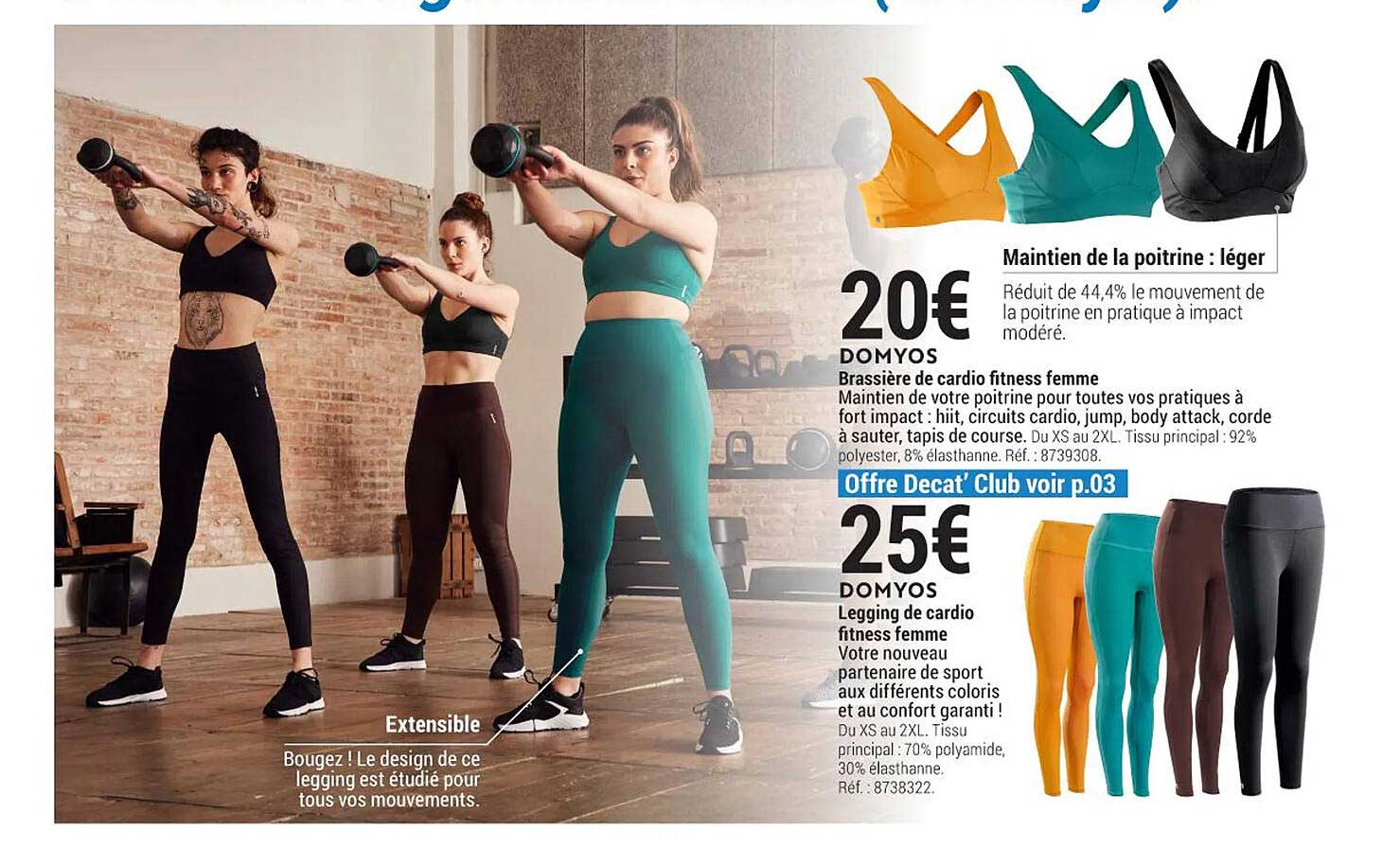 brassière de cardio fitness femme domyos