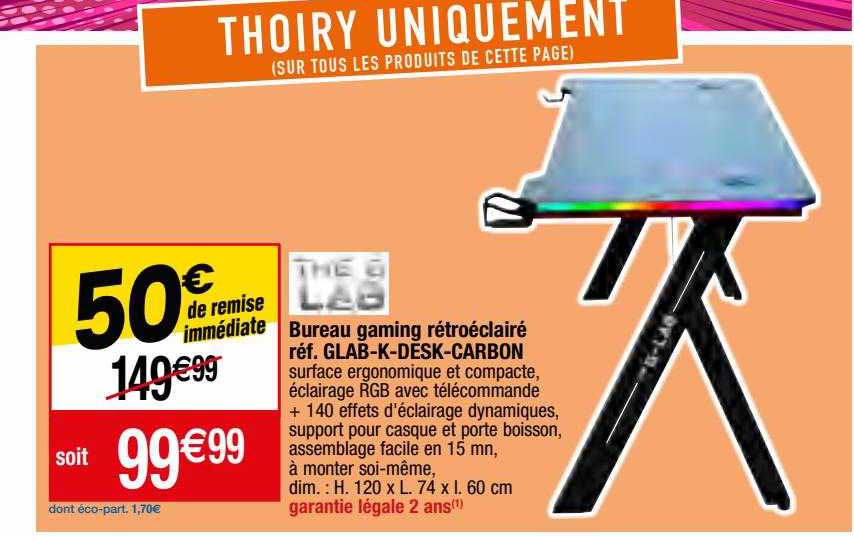 bureau gaming rétroéclairé