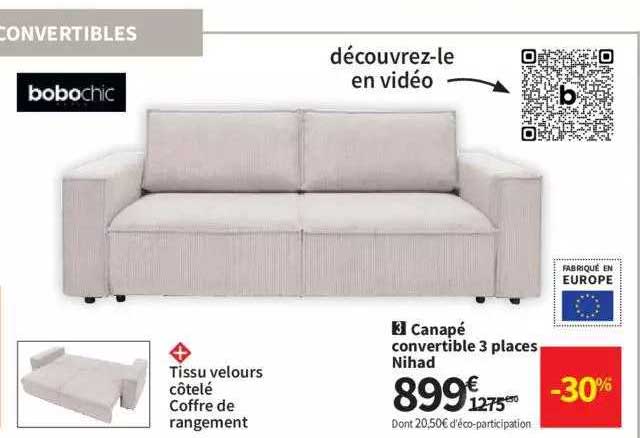 Canapé Convertible 3 Places Nihad