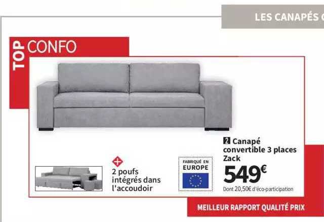 Canapé Convertible 3 Places Zack