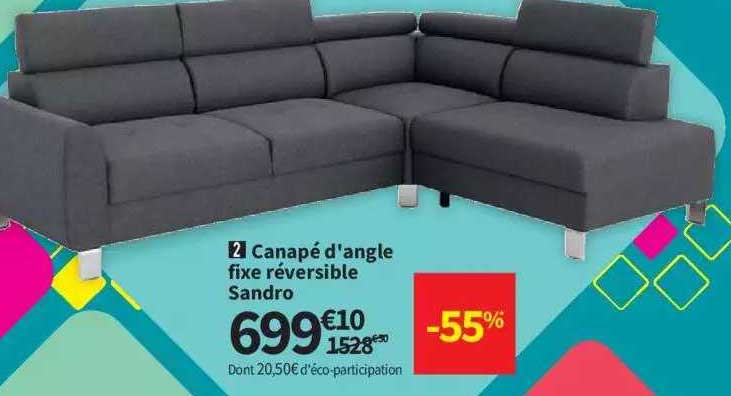 Canapé D'angle Fixe Réversible Sandro