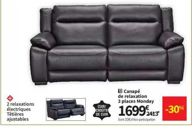 canapé de relaxation 3 places monday
