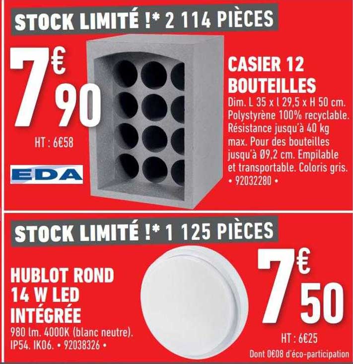 Casier 12 Bouteilles Eda, Hublot Rond 14 W Led Intégrée