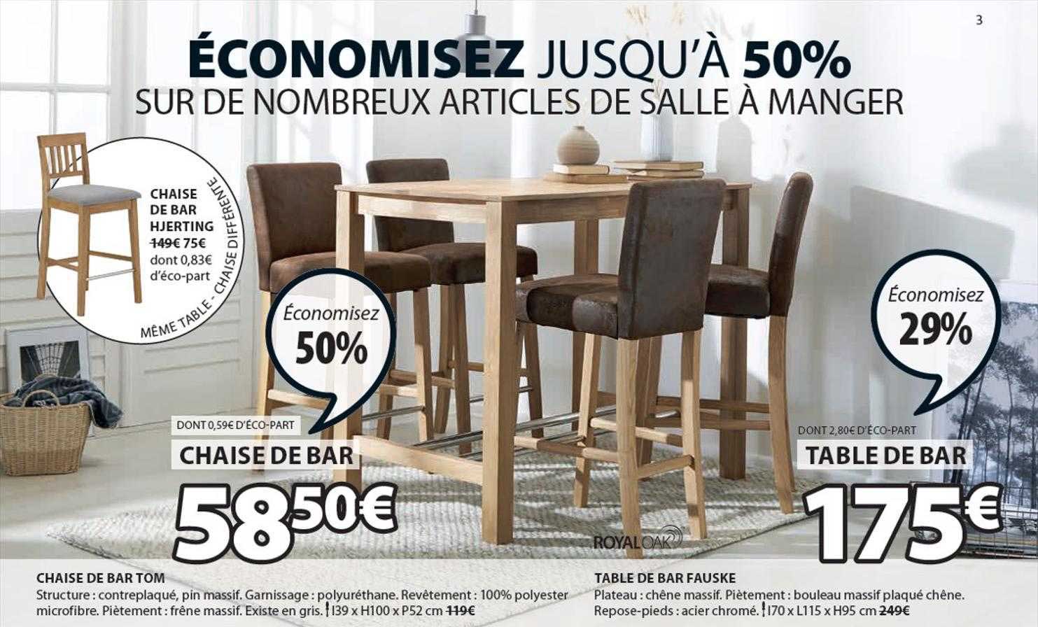 chaise de bar tom, table de bar fauske