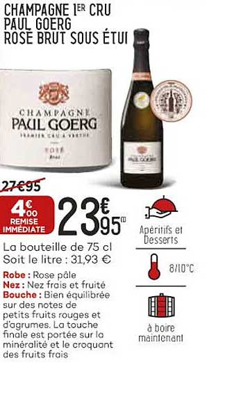 champagne 1er cru paul goerg rosé brut sous étui