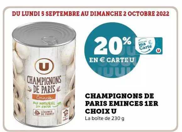 champignon de paris émincés 1er choix u