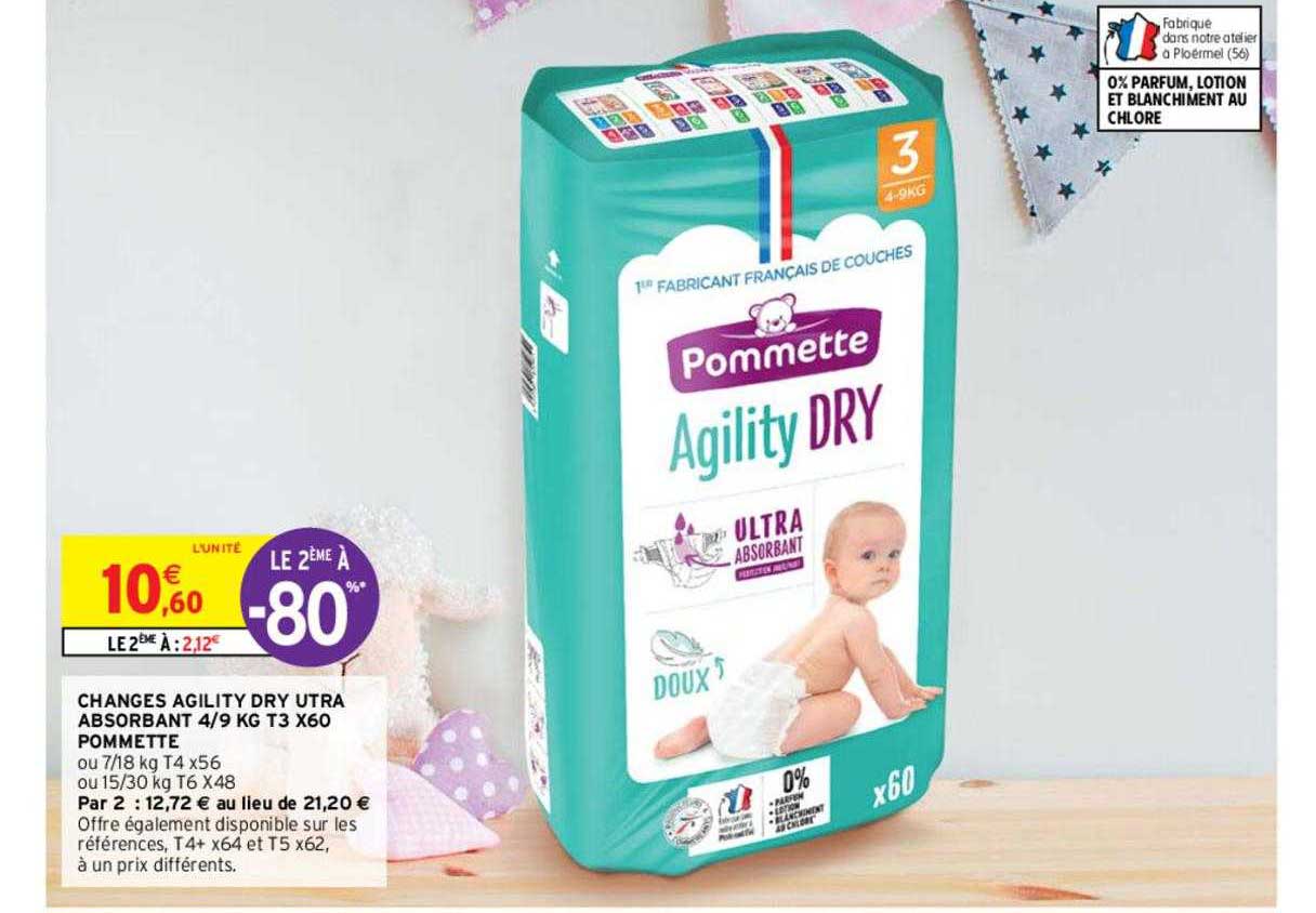 changes agility dry ultra absorbant 4-9 kg t3 x60 pommette