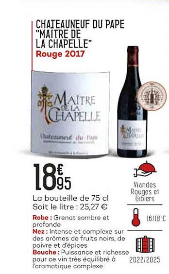 châteauneuf du pape "maître de la chapelle" rouge 2017