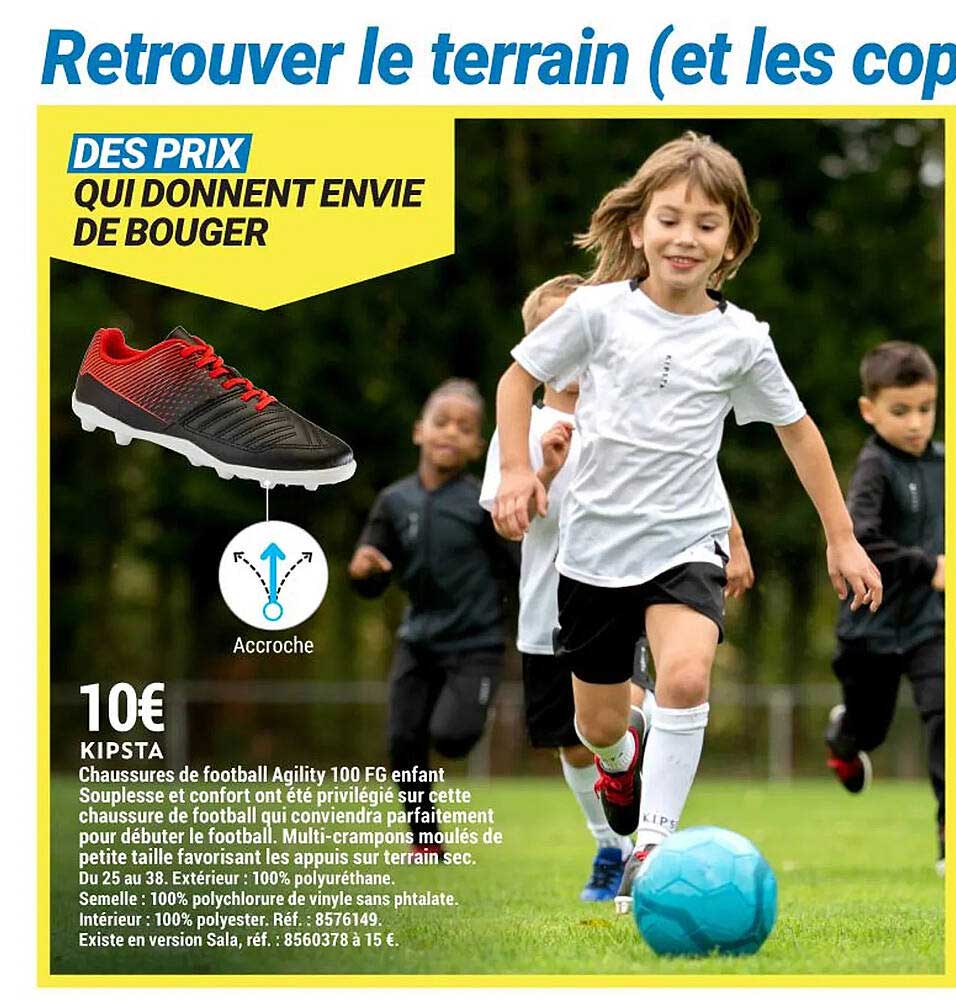 chaussures de football agility 100 fg enfant kipsta